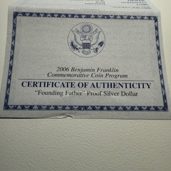 2006 Ben Franklin Founding Father 90% Silver Dollar Proof Coin, OGP, COA - Picture 9 of 10